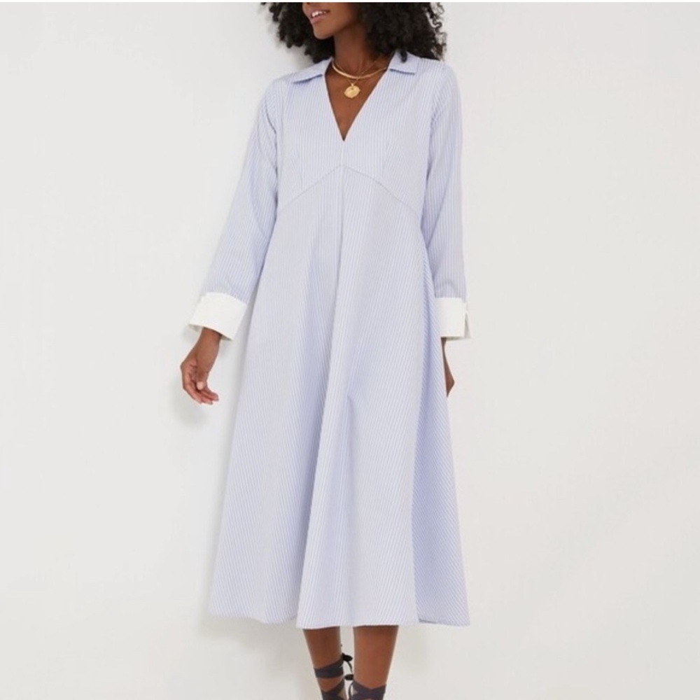 Pomander Place Long Sleeve Dress - Blue and White